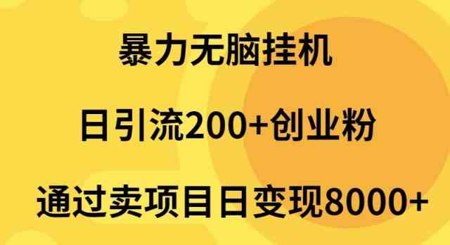 （9788期）暴力无脑挂机日引流200+创业粉通过卖项目日变现2000+云创资源网-云创-资源网云创资源