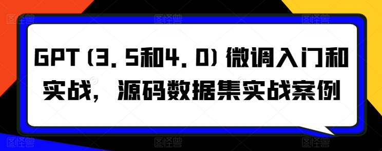 GPT(3.5和4.0)微调入门和实战，源码数据集实战案例云创资源网-云创-资源网云创资源