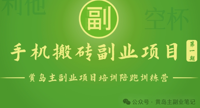 手机搬砖小副业项目训练营1.0，实测1小时收益50+，一部手机轻松日入100+云创资源网-云创-资源网云创资源