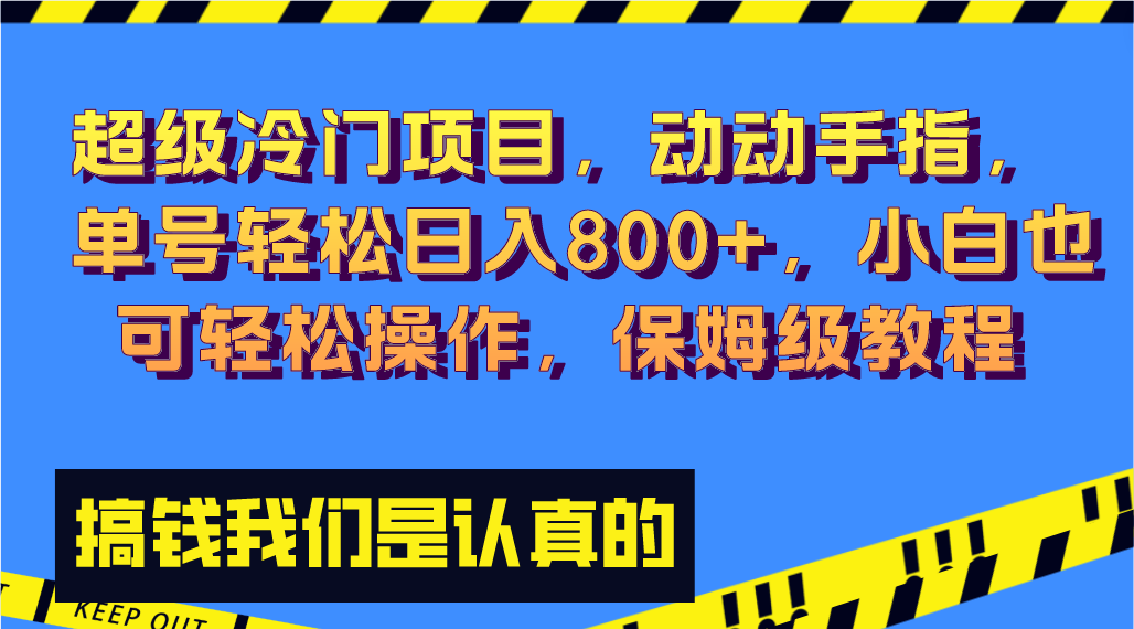 超级冷门项目,动动手指，单号轻松日入800+，小白也可轻松操作，保姆级教程云创资源网-云创-资源网云创资源