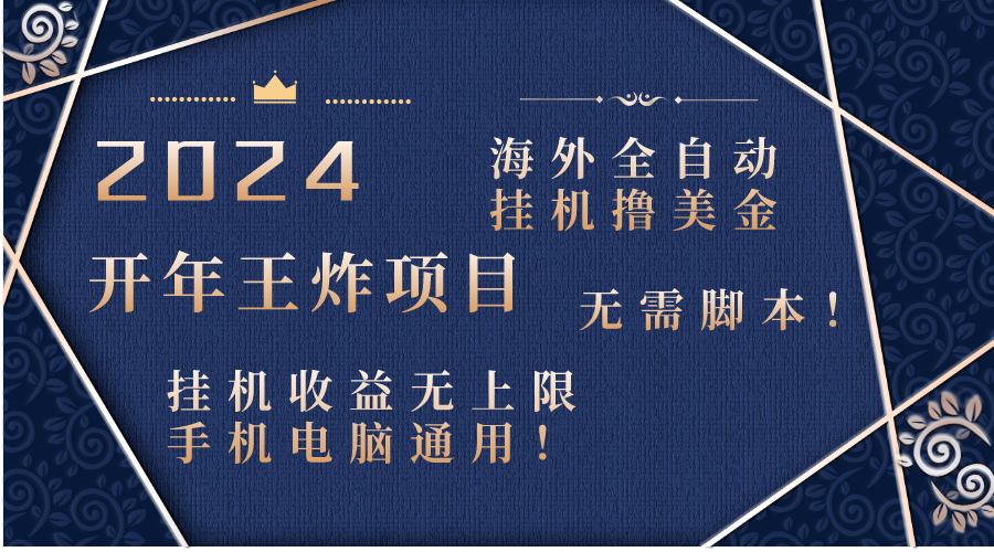 2024海外全自动挂机撸美金项目！手机电脑均可，无需脚本，收益无上限！云创资源网-云创-资源网云创资源