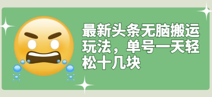 最新头条无脑搬运玩法，单号一天轻松十几块【视频教程+搬运软件】￼云创资源网-云创-资源网云创资源