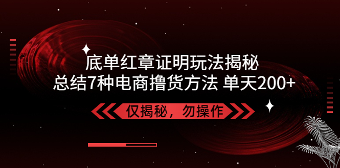 独家底单红章证明揭秘 总结7种电商撸货方法 操作简单,单天200+【仅揭秘】云创资源网-云创-资源网云创资源
