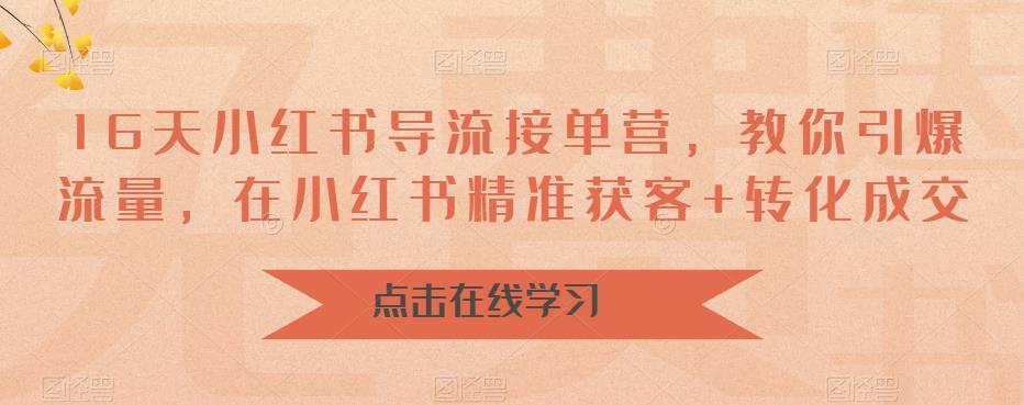 16天-小红书 导流接单营，教你引爆流量，在小红书精准获客+转化成交云创资源网-云创-资源网云创资源