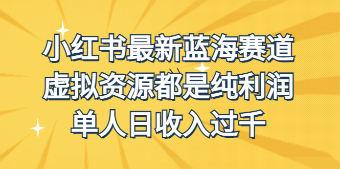 外面收费1980的小红书最新蓝海赛道，虚拟资源都是纯利润，单人日收入过千云创资源网-云创-资源网云创资源