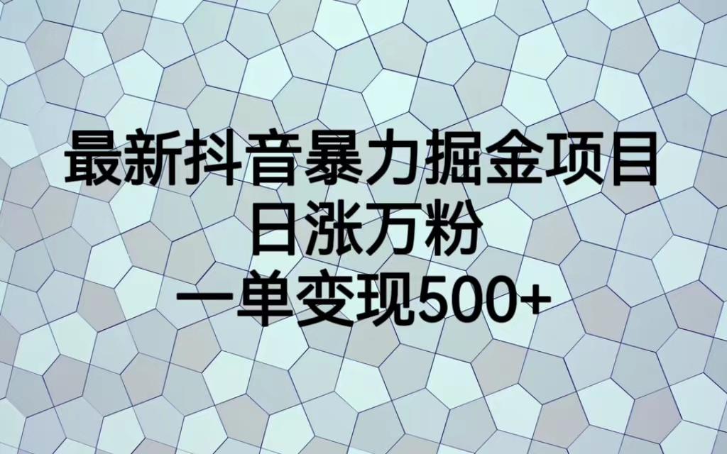 最新抖音暴力掘金项目，日涨万粉，一单变现500+云创资源网-云创-资源网云创资源