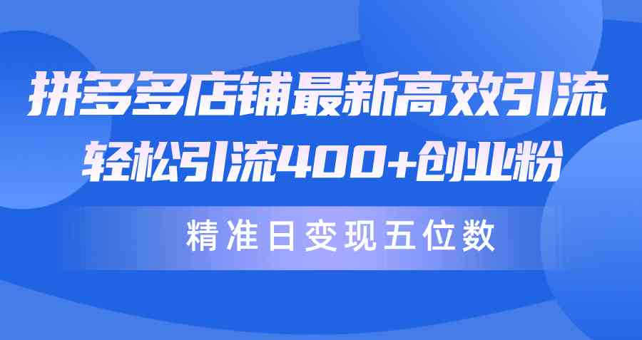 （10041期）拼多多店铺最新高效引流术，轻松引流400+创业粉，精准日变现五位数！云创资源网-云创-资源网云创资源