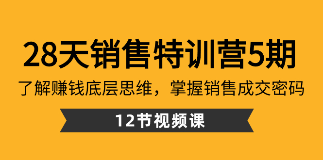 28天·销售特训营5期：了解赚钱底层思维，掌握销售成交密码（12节课）云创资源网-云创-资源网云创资源
