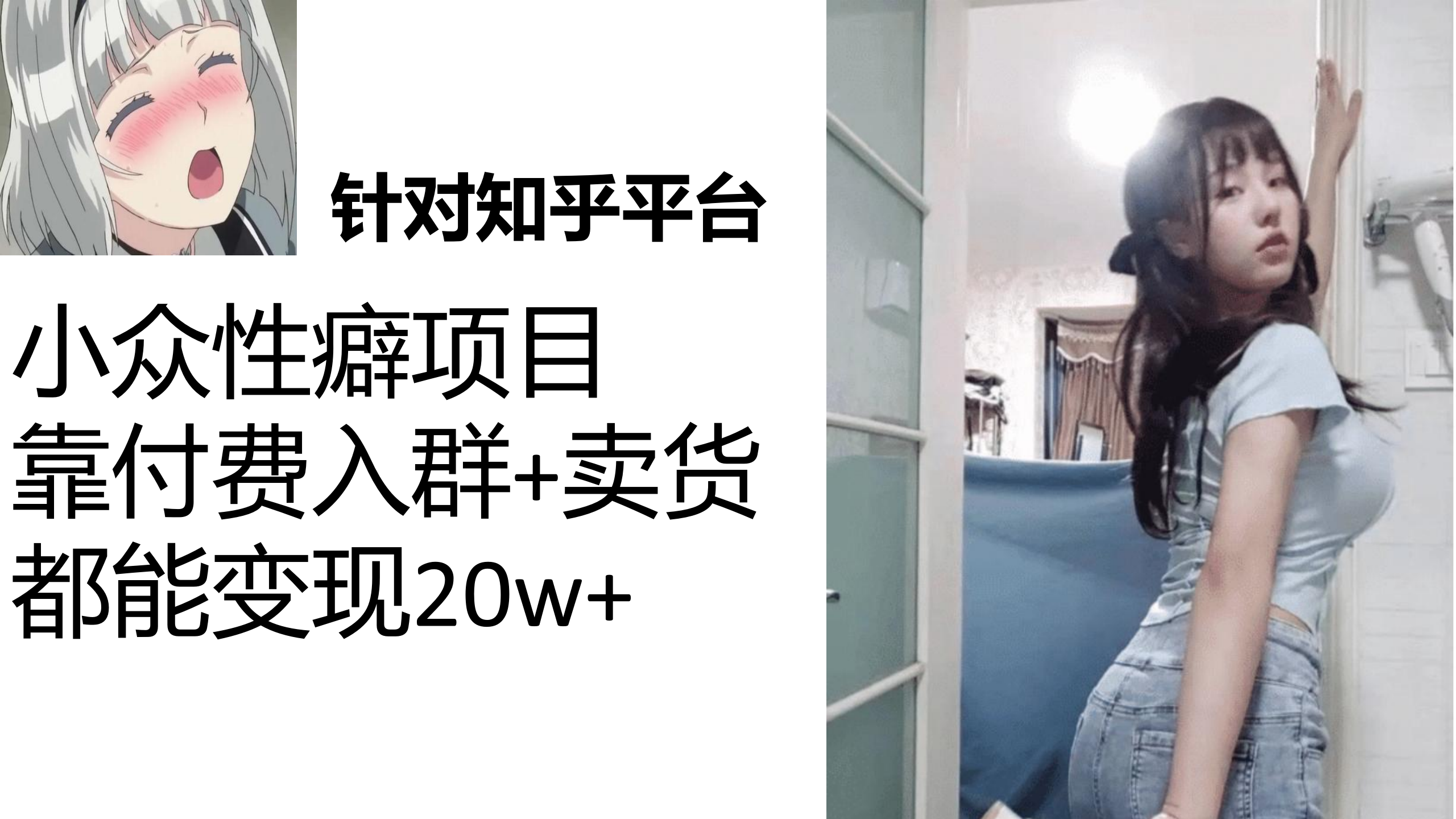 知乎小众性癖项目，Lsp的钱才是最好赚的，付费建群+卖货变现20w云创资源网-云创-资源网云创资源