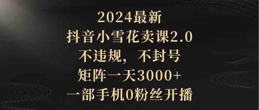 （9639期）2024最新抖音小雪花卖课2.0 不违规 不封号 矩阵一天3000+一部手机0粉丝开播云创资源网-云创-资源网云创资源