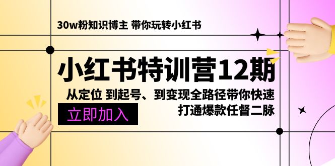 （10666期）小红书特训营12期：从定位 到起号、到变现全路径带你快速打通爆款任督二脉云创资源网-云创-资源网云创资源