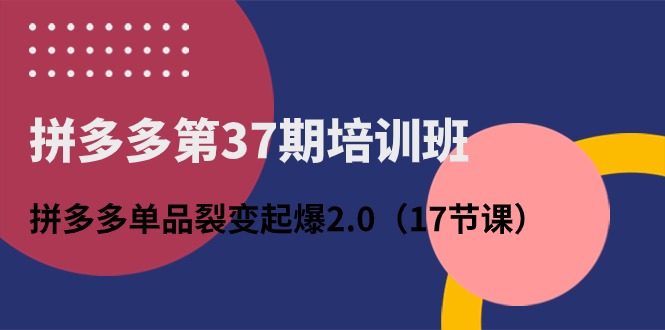 拼多多第37期培训班：拼多多单品裂变起爆2.0（17节课）云创资源网-云创-资源网云创资源
