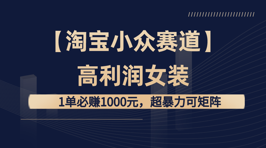【淘宝小众赛道】高利润女装：1单必赚1000元，超暴力可矩阵云创资源网-云创-资源网云创资源