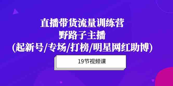 （10016期）直播带货流量特训营，野路子主播(起新号/专场/打榜/明星网红助博)19节课云创资源网-云创-资源网云创资源
