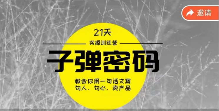《子弹密码训练营》用一句话文案勾人勾心卖产品，21天学到顶尖文案大师策略和技巧云创资源网-云创-资源网云创资源