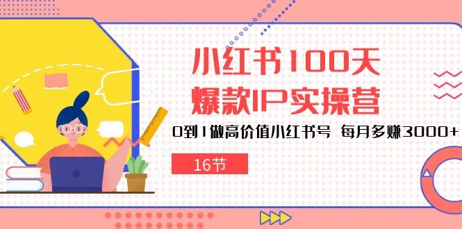 小红书100天爆款IP实操营，0到1做高价值小红书号，每月多赚3000+（16节）云创资源网-云创-资源网云创资源