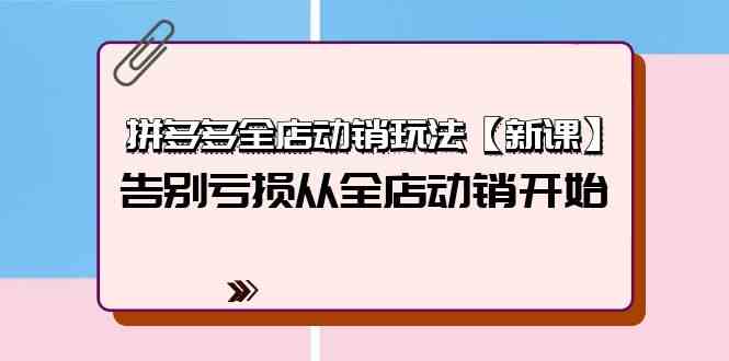 （9974期）拼多多全店动销玩法【新课】，告别亏损从全店动销开始（4节视频课）云创资源网-云创-资源网云创资源