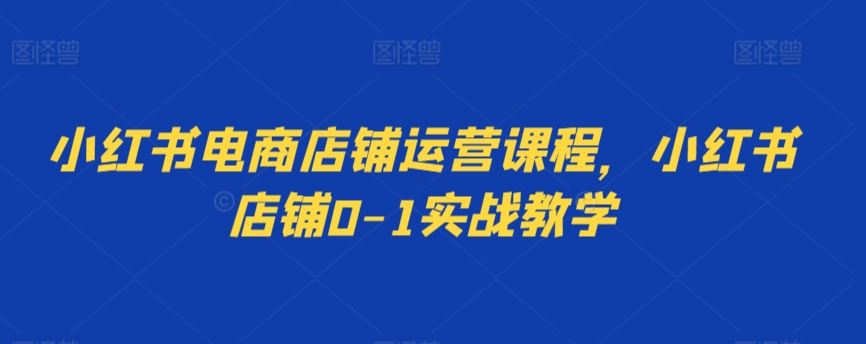 小红书电商店铺运营课程，小红书店铺0-1实战教学云创资源网-云创-资源网云创资源