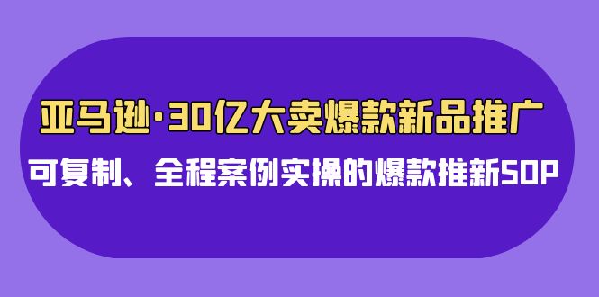 亚马逊30亿大卖爆款新品推广，可复制、全程案例实操的爆款推新SOP云创资源网-云创-资源网云创资源