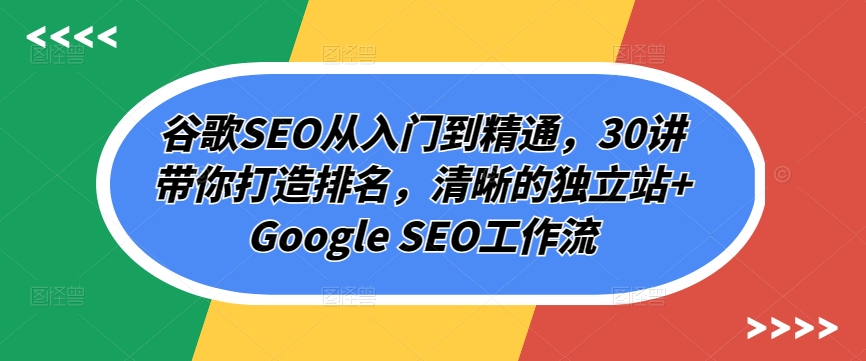 谷歌SEO从入门到精通，30讲带你打造排名，清晰的独立站+Google SEO工作流云创资源网-云创-资源网云创资源