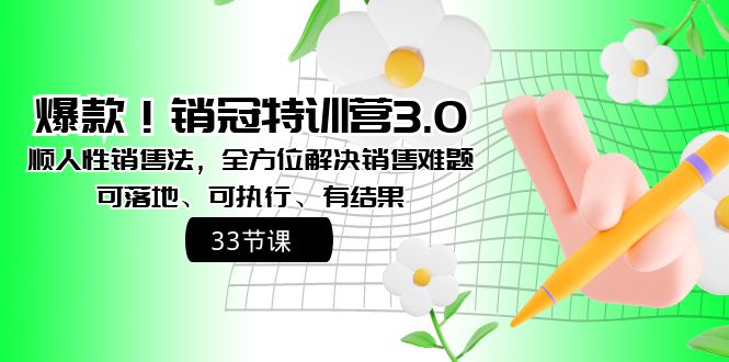 爆款！销冠特训营3.0之顺人性销售法，全方位解决销售难题、可落地云创资源网-云创-资源网云创资源