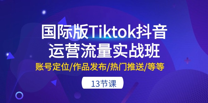 国际版Tiktok抖音运营流量实战班：账号定位/作品发布/热门推送/等等（13节）云创资源网-云创-资源网云创资源