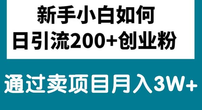 （10843期）新手小白日引流200+创业粉,通过卖项目月入3W+云创资源网-云创-资源网云创资源