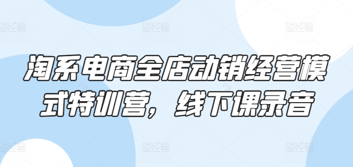 淘系电商全店动销经营模式特训营，线下课录音云创资源网-云创-资源网云创资源
