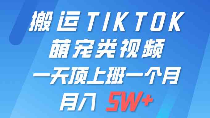 （9931期）一键搬运TIKTOK萌宠类视频 一部手机即可操作 所有平台均可发布 轻松月入5W+云创资源网-云创-资源网云创资源