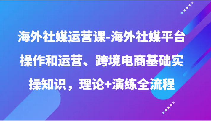 海外社媒运营课-海外社媒平台操作和运营、跨境电商基础实操知识，理论+演练全流程云创资源网-云创-资源网云创资源