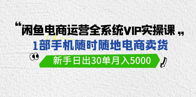 闲鱼电商运营全系统VIP实战课，1部手机随时随地卖货，新手日出30单月入5000云创资源网-云创-资源网云创资源