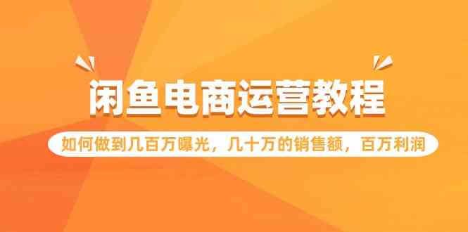 （9560期）闲鱼电商运营教程：如何做到几百万曝光，几十万的销售额，百万利润云创资源网-云创-资源网云创资源