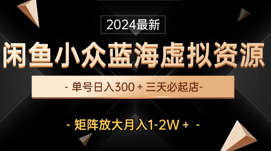 （10336期）最新闲鱼小众蓝海虚拟资源，单号日入300＋，三天必起店，矩阵放大月入1-2W云创资源网-云创-资源网云创资源
