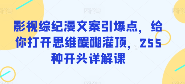 影视综纪漫文案引爆点，给你打开思维醍醐灌顶，255种开头详解课云创资源网-云创-资源网云创资源
