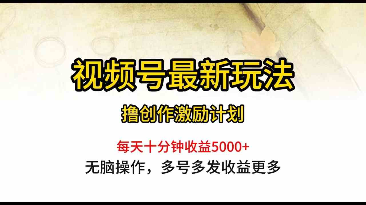 （10087期）视频号最新玩法，每日一小时月入5000+云创资源网-云创-资源网云创资源