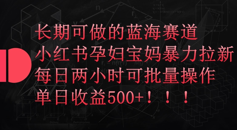 长期可做的蓝海赛道，小红书孕妇宝妈暴力拉新玩法，每日两小时可批量操作，单日收益500+云创资源网-云创-资源网云创资源