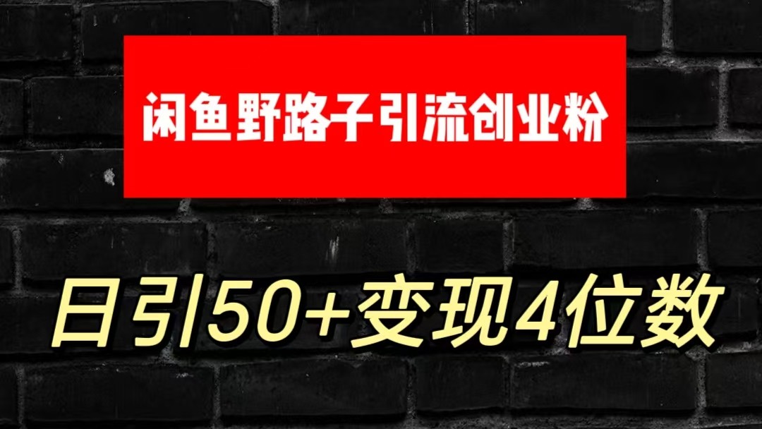 大眼闲鱼野路子引流创业粉，日引50+单日变现四位数云创资源网-云创-资源网云创资源