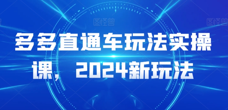 多多直通车玩法实操课，2024新玩法云创资源网-云创-资源网云创资源