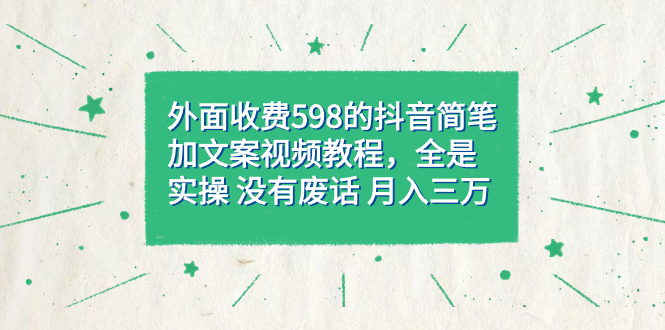 外面收费598抖音简笔加文案教程，全是实操 没有废话 月入三万（教程+资料）云创资源网-云创-资源网云创资源