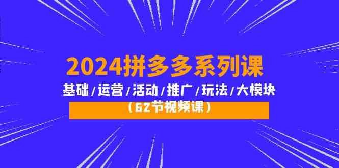 2024拼多多系列课：基础/运营/活动/推广/玩法/大模块（62节视频课）云创资源网-云创-资源网云创资源