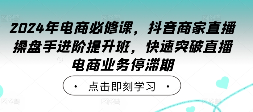 2024年电商必修课，抖音商家直播操盘手进阶提升班，快速突破直播电商业务停滞期云创资源网-云创-资源网云创资源